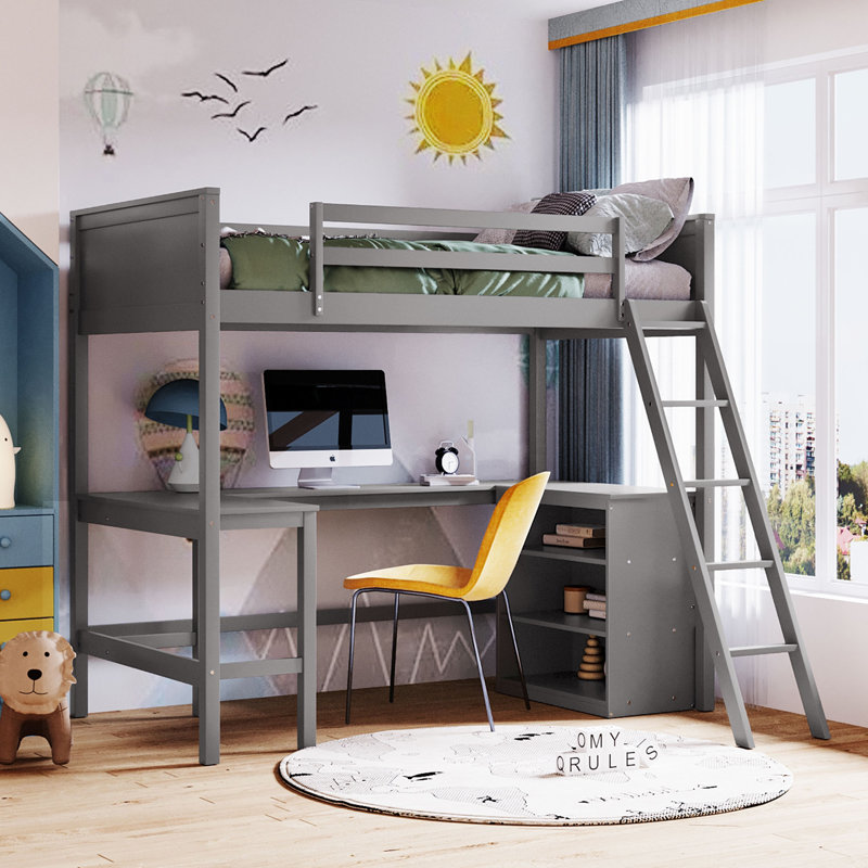 Harriet Bee Loft Bed With Shelves And Deskwooden Loft Bed With Desk OLD SKU LT000537AAE Wayfair Canada